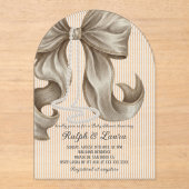 Grandmillennial Striped Bow Girl Baby Shower アクリル招待状 (正面)