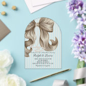 Grandmillennial Striped Bow Girl Baby Shower アクリル招待状 (インサイチュ (ウェディング))