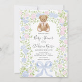 Grandmillennial Teddy Bear baby shower invite 招待状 (正面)