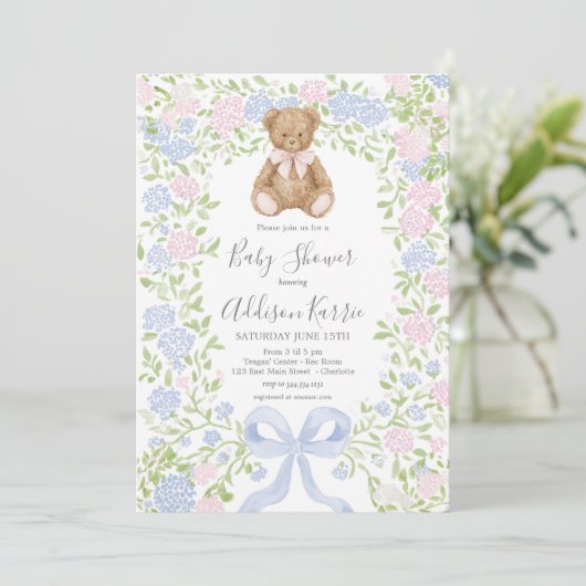 Grandmillennial Teddy Bear baby shower invite 招待状 (スタンド正面)