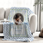 Grandmillennial Water Color Bows Nana Photo フリースブランケット