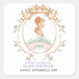 Grandmillennial Wisteria Baby Shower スクエアシール
