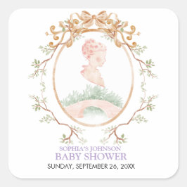 Grandmillennial Wisteria Baby Shower スクエアシール