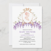 Grandmillennial Wisteria Baby Shower Invitation 招待状 (正面)