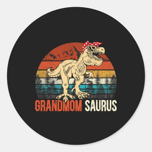 Grandmomsaurus T Rex Dinosaur Grandmom Saurus Matc ラウンドシール (正面)