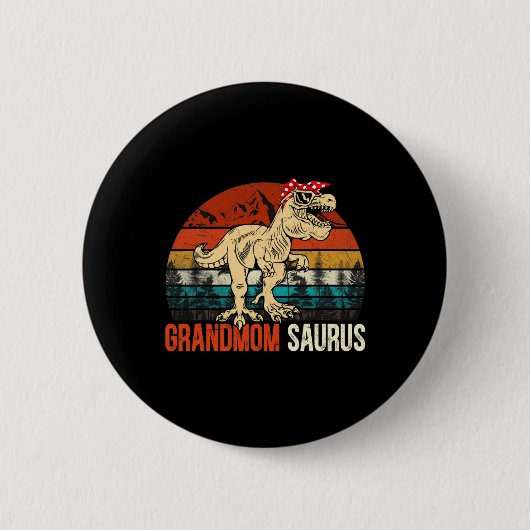 Grandmomsaurus T Rex Dinosaur Grandmom Saurus Matc 缶バッジ (正面)
