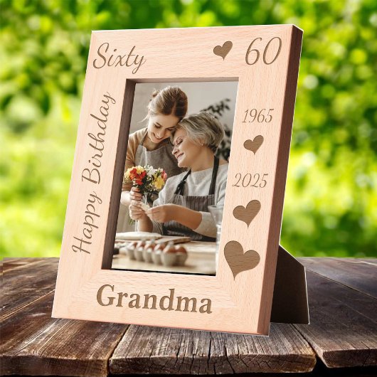 Grandmother 60th Birthday Photo frame with name レーザー彫刻フレーム