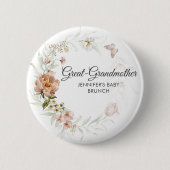 Grandmother Blush Pink Florals Baby Shower/Brunch 缶バッジ (正面)