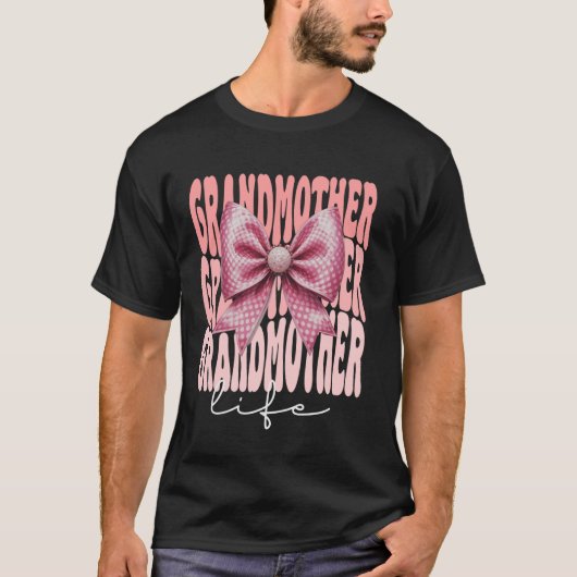 Grandmother Coquette Bow Pink Cute Grandma Mother' Tシャツ (正面)