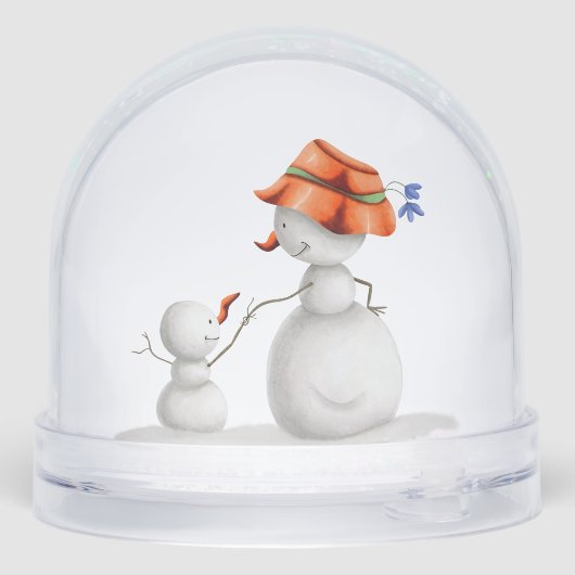 Grandmother Grandson Snowman Holding Hands (裏面)