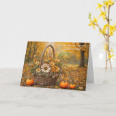 Grandmother Happy Thanksgiving Basket of Pretty  カード (黄色い花)