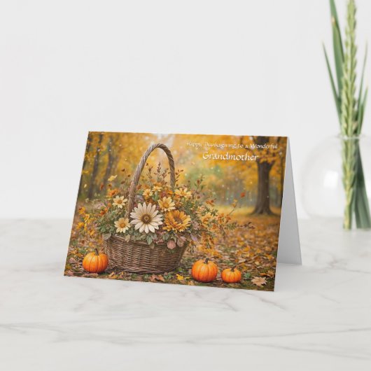 Grandmother Happy Thanksgiving Basket of Pretty  カード (正面)