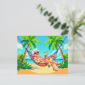 Grandmother in Hammock with Cocktail Illustration シーズンポストカード (スタンド正面)