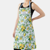 Grandmother Lemon Floral Blue and White Stripe エプロン (インサイチュ)