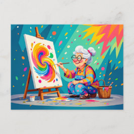 Grandmother Painting Art Illustration シーズンポストカード