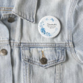 Grandmother Soft Blue Florals Baby Shower/Brunch 缶バッジ (インサイチュ)