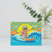 Grandmother Surfing Illustration シーズンポストカード (スタンド正面)