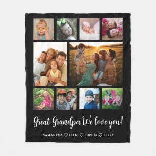 Grandpaギフト素晴らしグランドキッズ10フォトコラージュ フリースブランケット