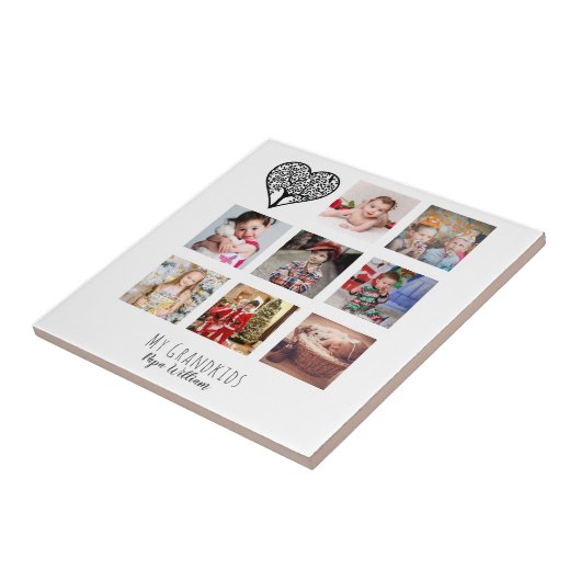 GRANDPAフォトコラージギフトグランデ誇りを持ったッド タイル (側面)