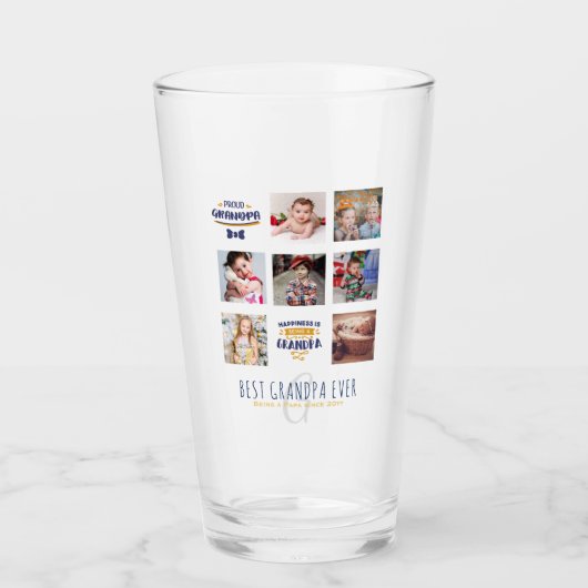 GRANDPAフォトコラージギフトパパ誇りを持ったポップグランプ タンブラーグラス (正面)