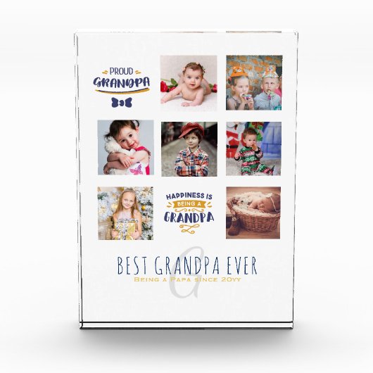 GRANDPAフォトコラージギフトパパ誇りを持ったポップグランプ フォトブロック (正面)