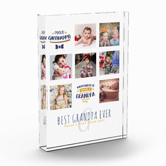 GRANDPAフォトコラージギフトパパ誇りを持ったポップグランプ フォトブロック (左)