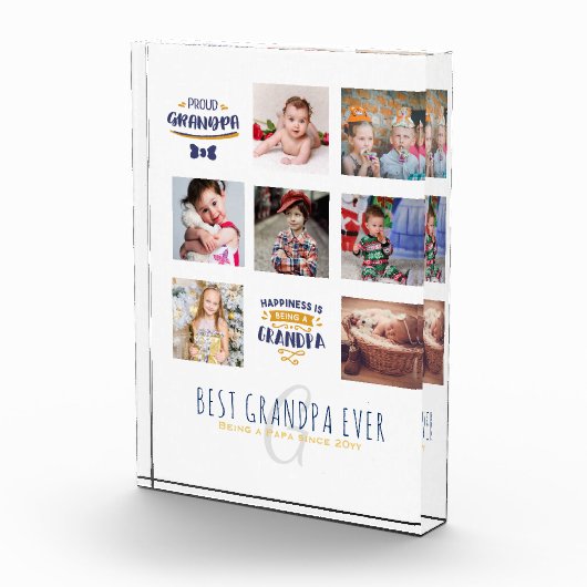 GRANDPAフォトコラージギフトパパ誇りを持ったポップグランプ フォトブロック (右)