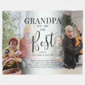 GRANDPAモダンの写真、名前、引用文Keepsake フリースブランケット (正面(横))