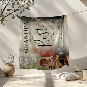 GRANDPAモダンの写真、名前、引用文Keepsake フリースブランケット