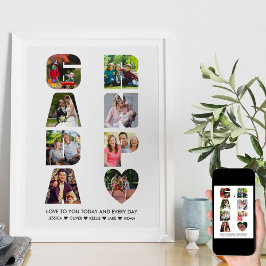 GRANDPAレター切り出しフォトコラージュGrandkids名 ポスター