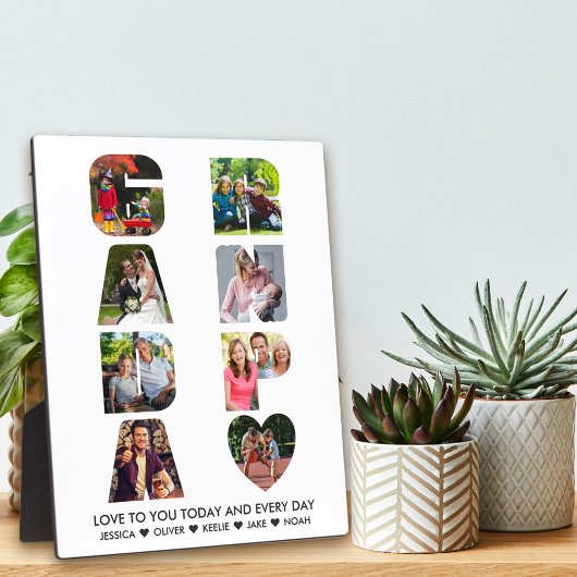 GRANDPAレター切り出し8 Photo Collage パーソナライズされた フォトプラーク