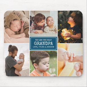 Grandpa用の青と白のフォトコラージュ マウスパッド