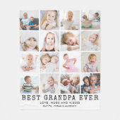 GRANDPA 最高の EVER 16フォトコラージュ白 フリースブランケット (正面)