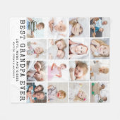 GRANDPA 最高の EVER 16フォトコラージュ白 フリースブランケット (正面(横))