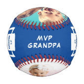 Grandpa 最高の Ever MVP写真パーソナライズされた青 野球ボール (裏面)