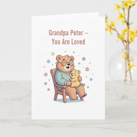 Grandpa Bear Greeting Card カード (黄色い花)