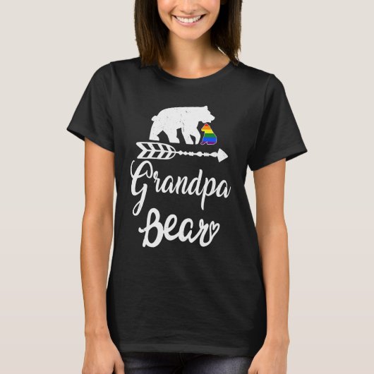 Grandpa Bear LGBT Christmas Rainbow Pride Gay Lesb Tシャツ (正面)