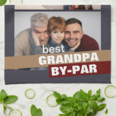 Grandpa by 最高の Par 4 Photo Collage キッチンタオル (折り畳み)