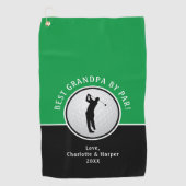 Grandpa By Parゴルファー男性ブラックグリーンカスタム ゴルフタオル (正面)