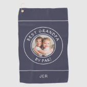 Grandpa By Par最高の Golf写真ギフトモダンブルー ゴルフタオル (正面)