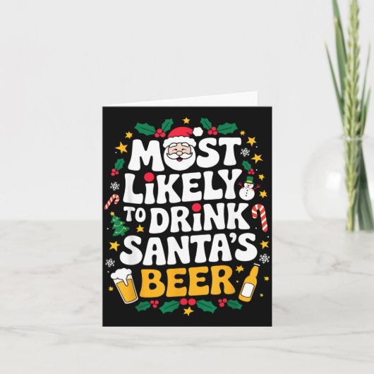 Grandpa Christmas Men Dad Most Likely To Drink San カード (正面)
