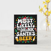 Grandpa Christmas Men Dad Most Likely To Drink San カード (黄色い花)