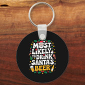 Grandpa Christmas Men Dad Most Likely To Drink San キーホルダー (正面)