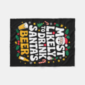 Grandpa Christmas Men Dad Most Likely To Drink San フリースブランケット (正面(横))