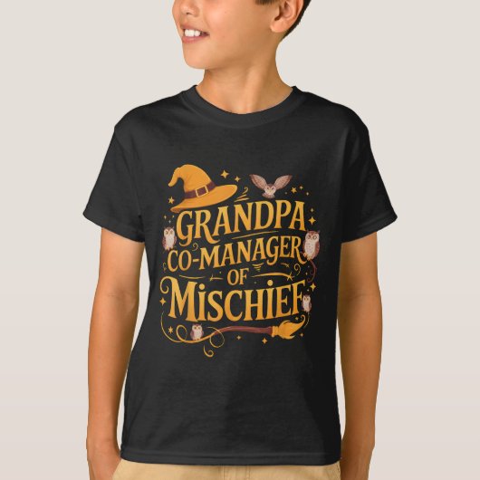 Grandpa Co-manager Of Mischief Birthday Family Mat Tシャツ (正面)