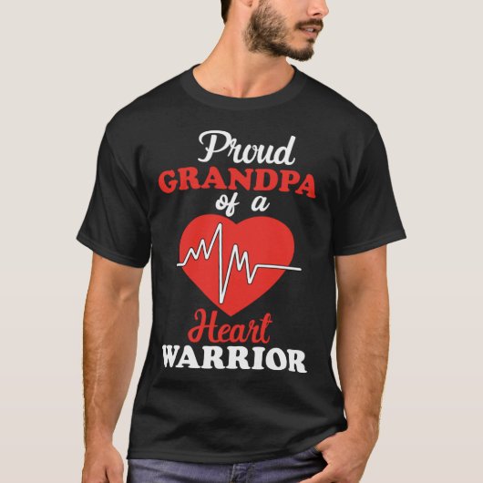 Grandpa Congenital Heart Defect Warrior CHD Awaren Tシャツ (正面)