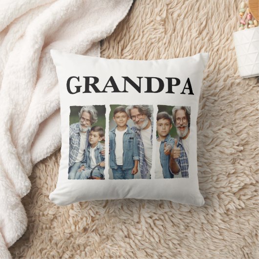 Grandpa Custom Photo Collage クッション (ブランケット)