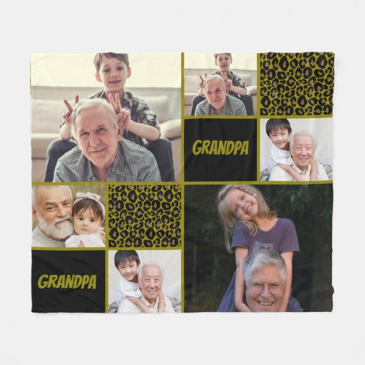 Grandpa Custom Photo Collage  フリースブランケット (正面(横))