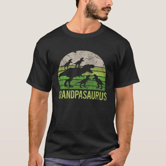 Grandpa Dinosaur Dad Gift Tee Funny 4 Four Kid Gra Tシャツ (正面)