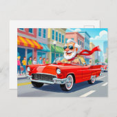 Grandpa driving a convertible car シーズンポストカード (正面/裏面)